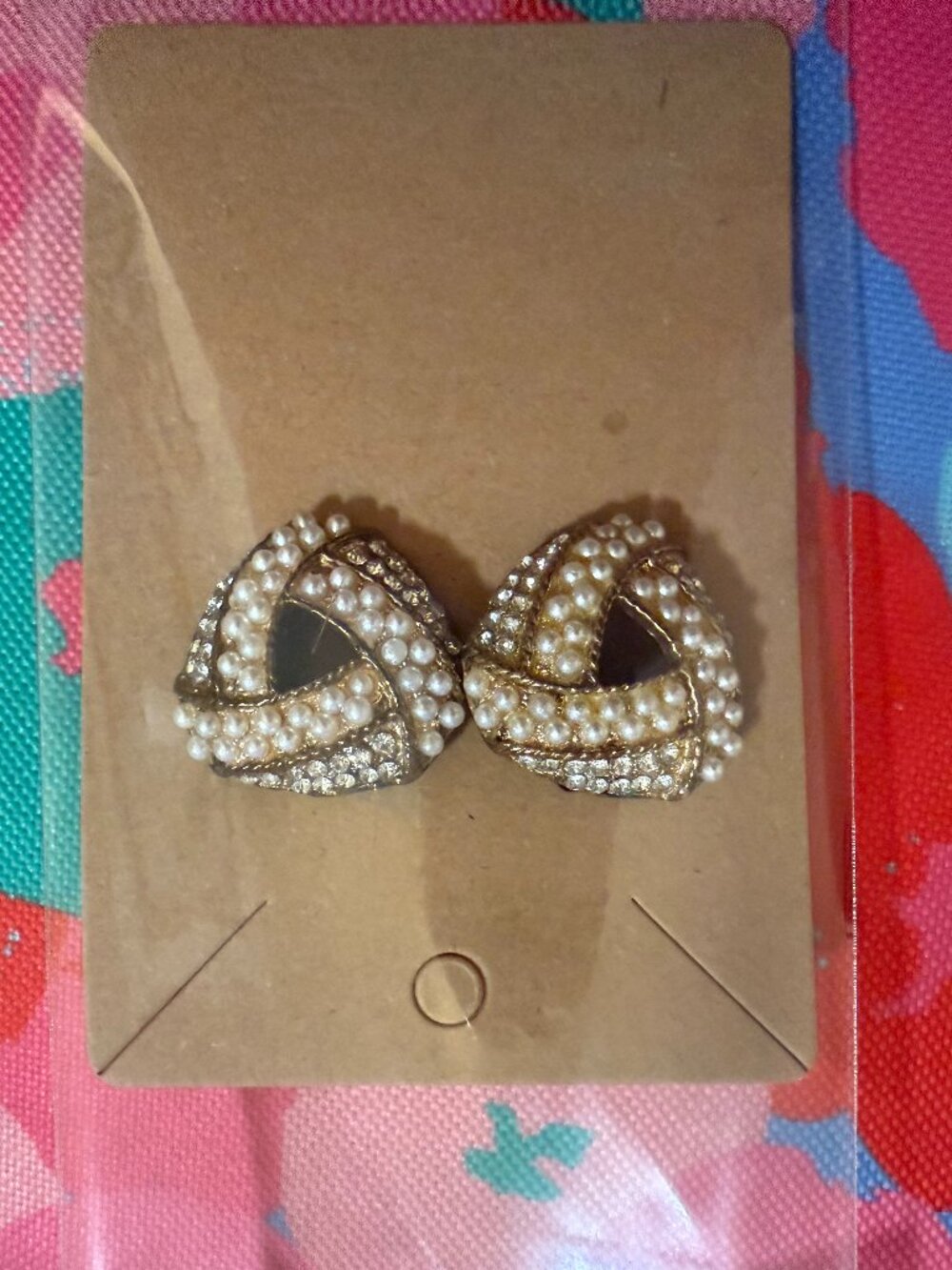 Pearl Crystal Knot Vintage Style Statement Earrings